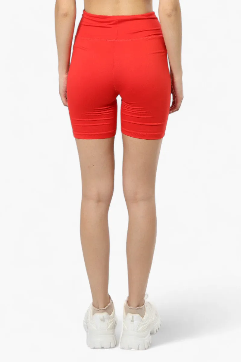 Mikk High Waisted Biker Shorts - Red