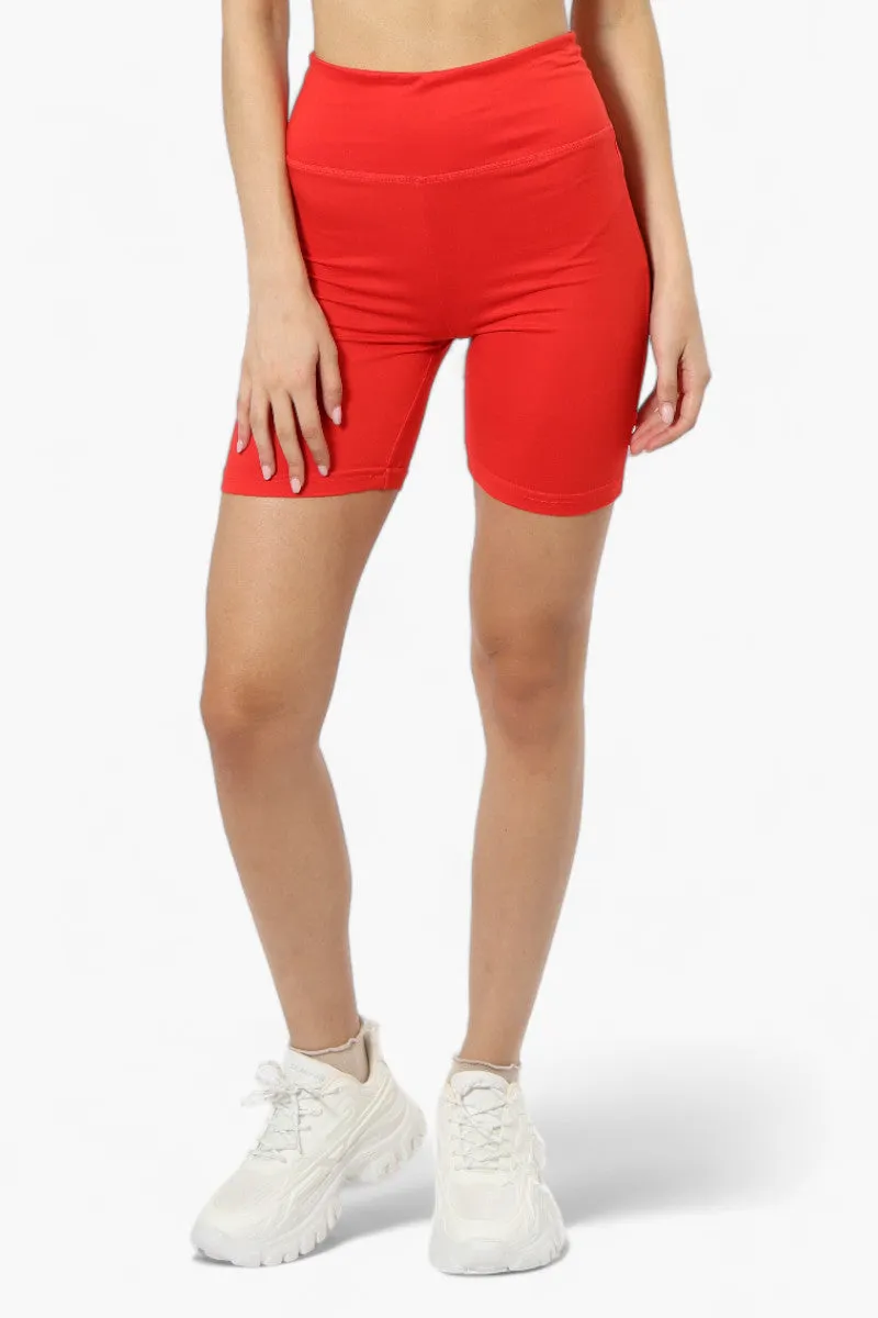 Mikk High Waisted Biker Shorts - Red