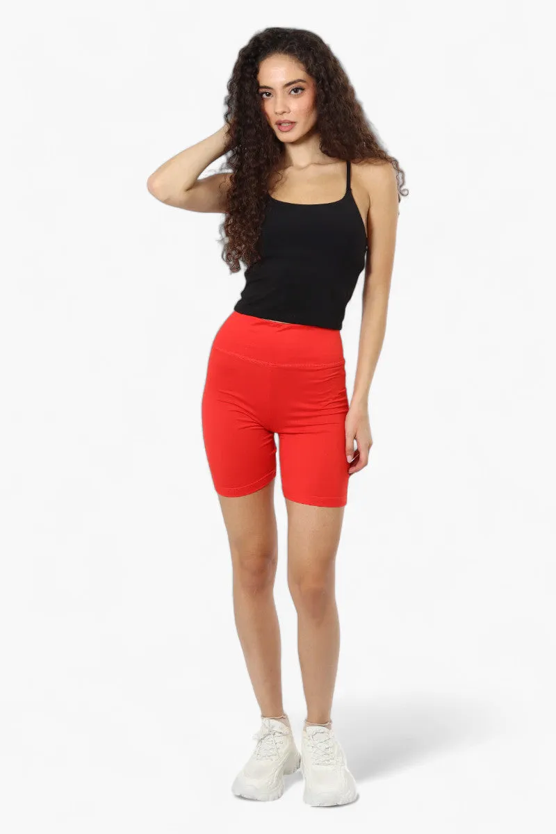 Mikk High Waisted Biker Shorts - Red