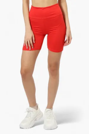 Mikk High Waisted Biker Shorts - Red