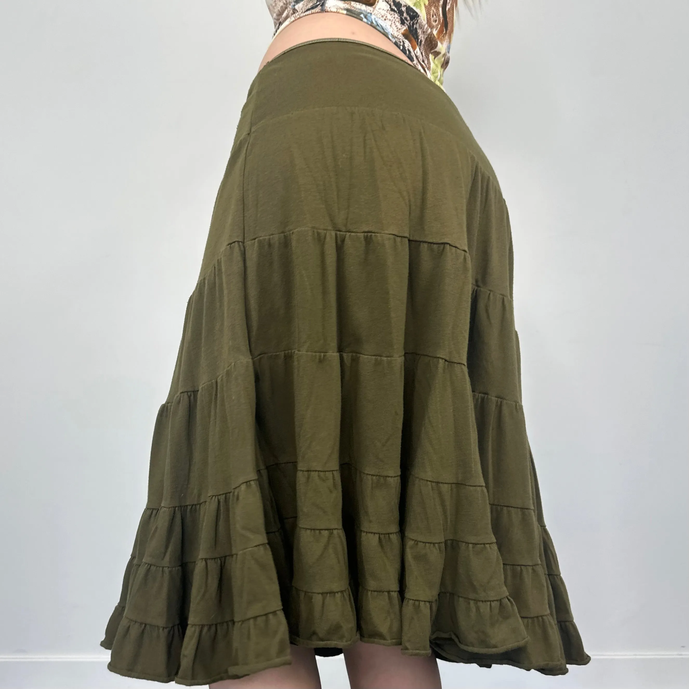 Moss Green Midi Skirt (S/M)