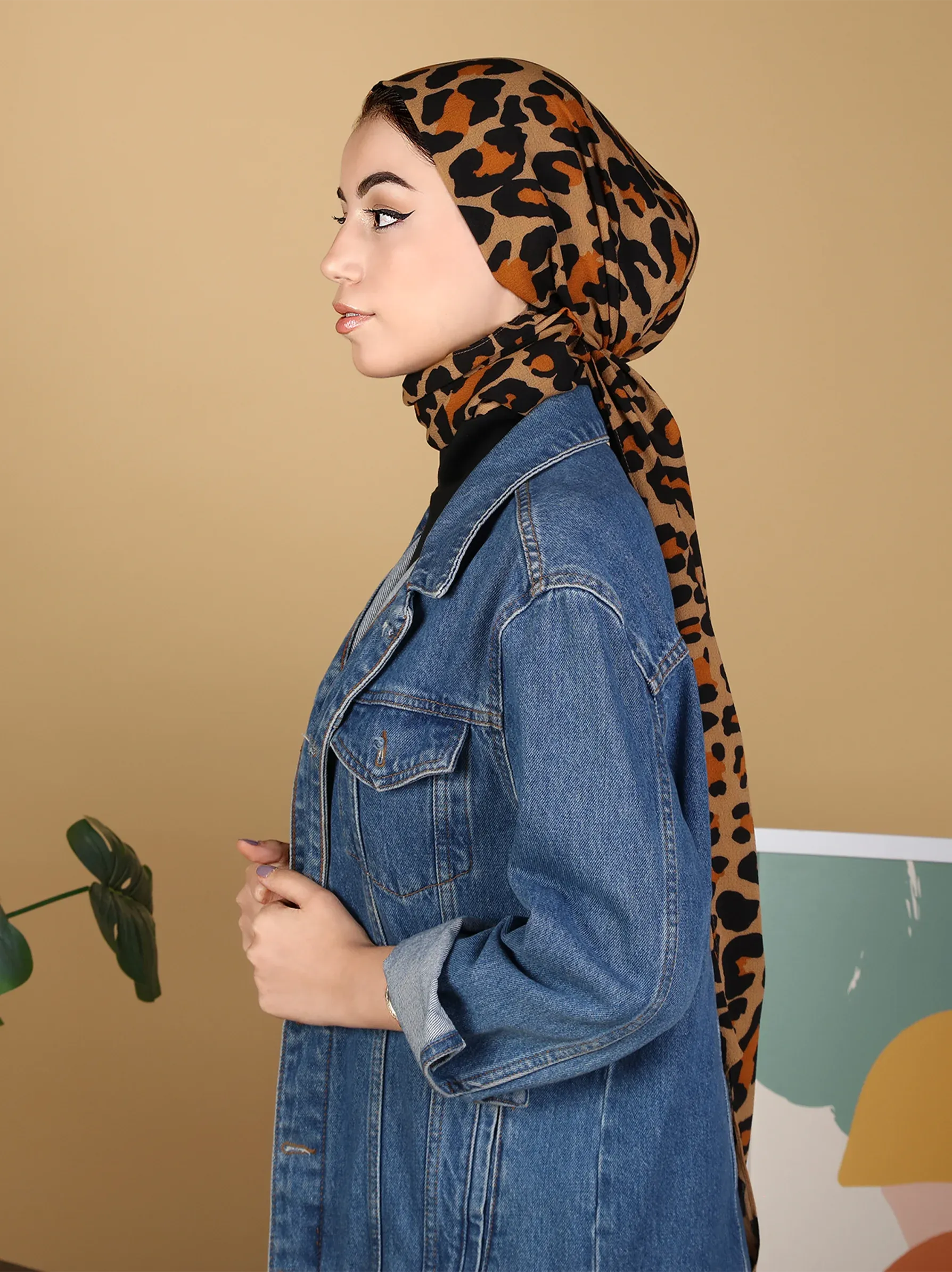 Multicolour Animal Leopard Printed Chiffon Scarf