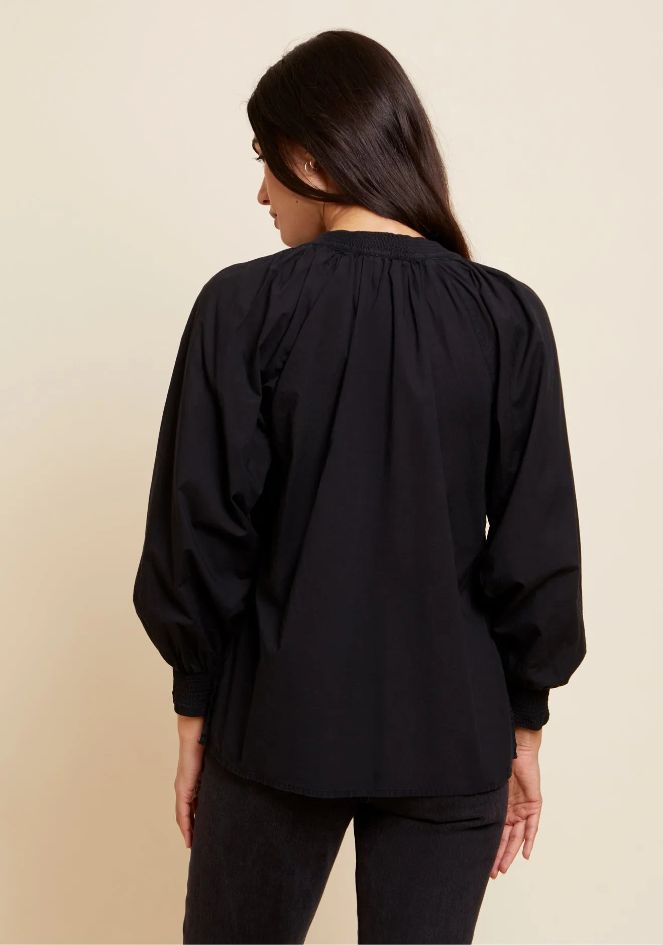 Nation LTD - Estelle Peasant Blouse in Jet Black
