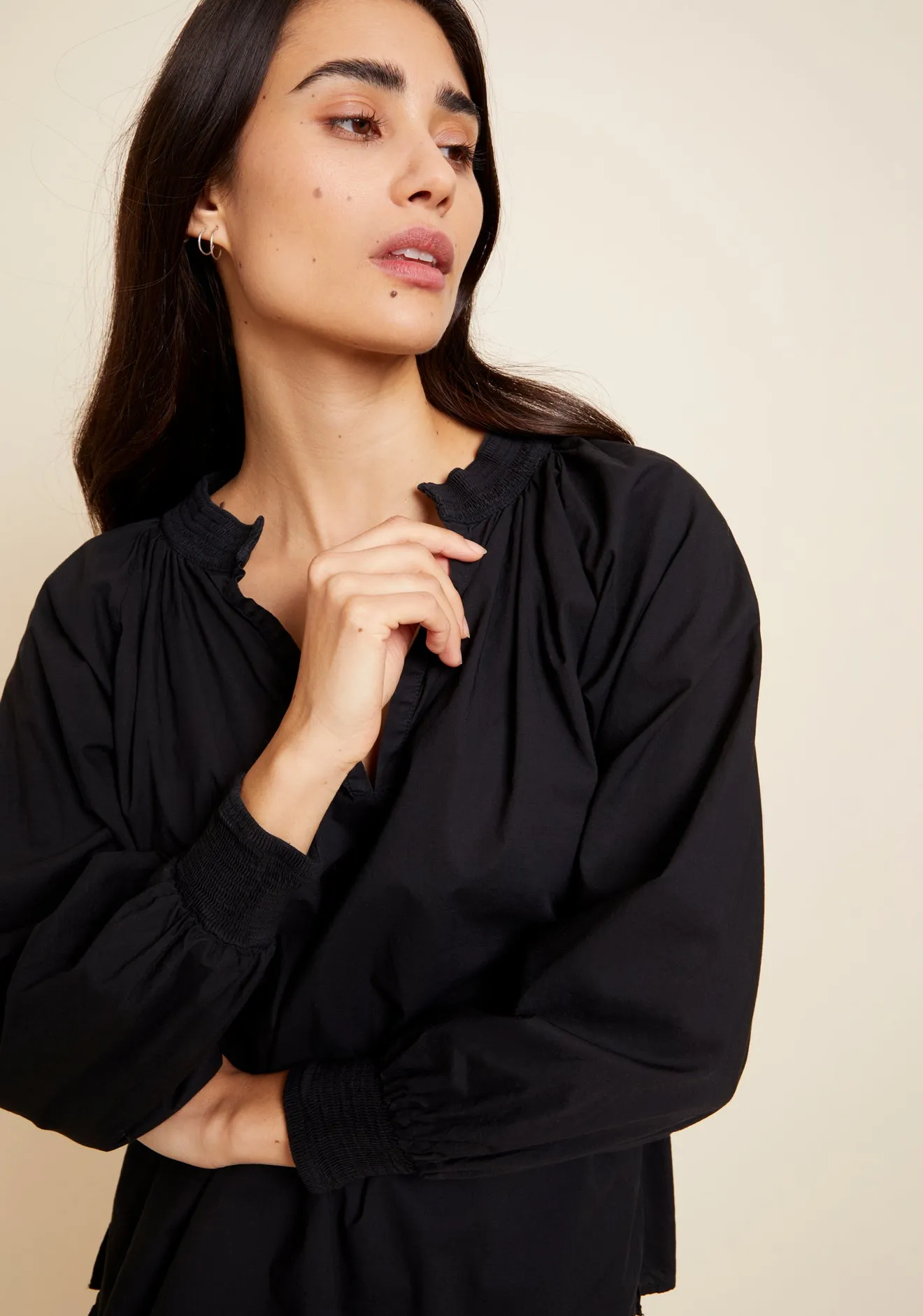 Nation LTD - Estelle Peasant Blouse in Jet Black