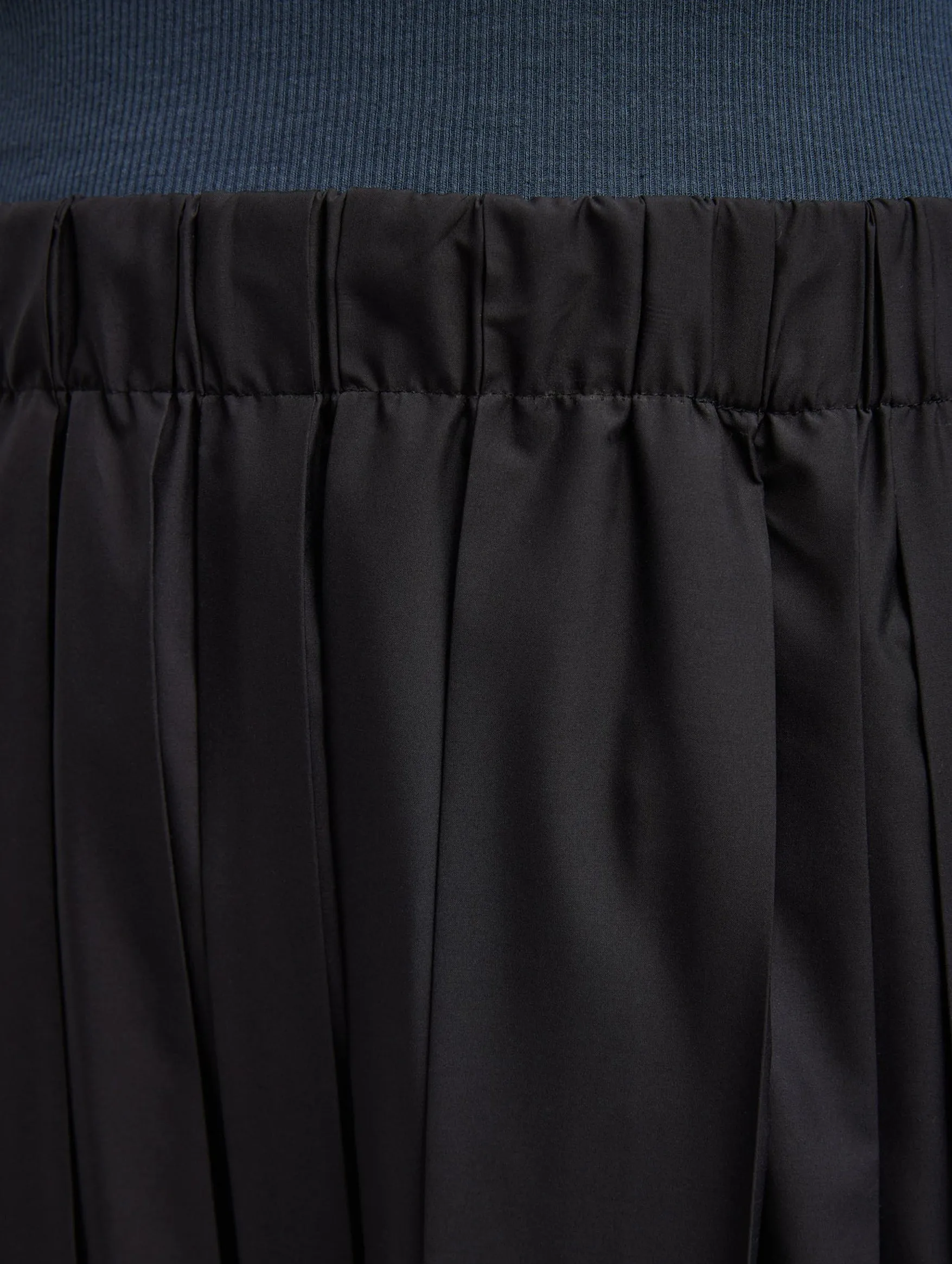 Nylon Pleated Skirt in Black