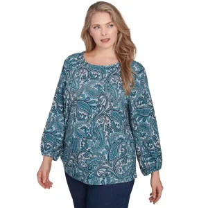 Plus Paisley Hatchi Twist Front Top Jade Multi  - Ruby Rd