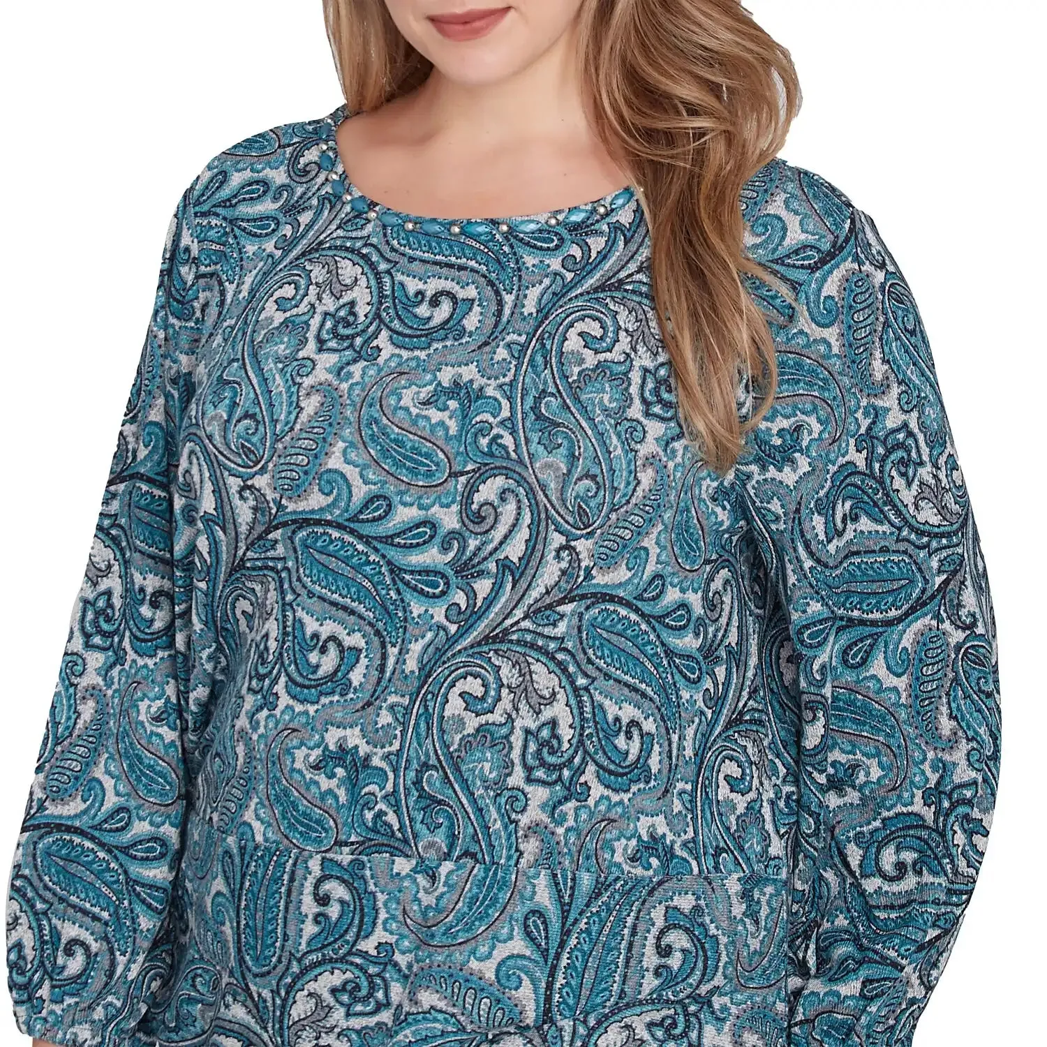 Plus Paisley Hatchi Twist Front Top Jade Multi  - Ruby Rd
