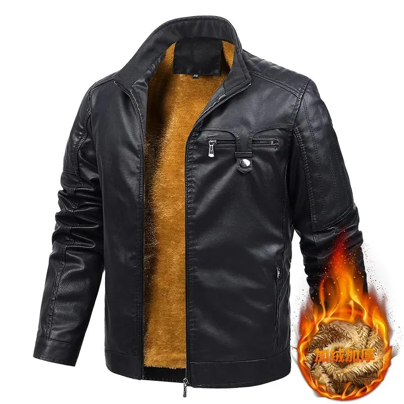 Quillon - Motorfiets warm fleece leren jack