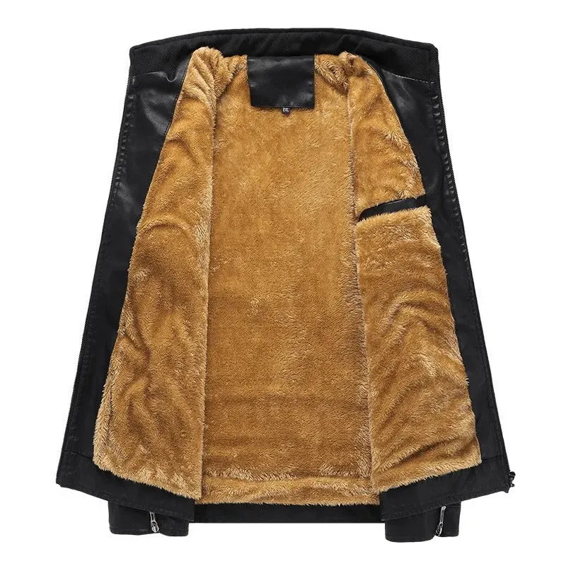 Quillon - Motorfiets warm fleece leren jack