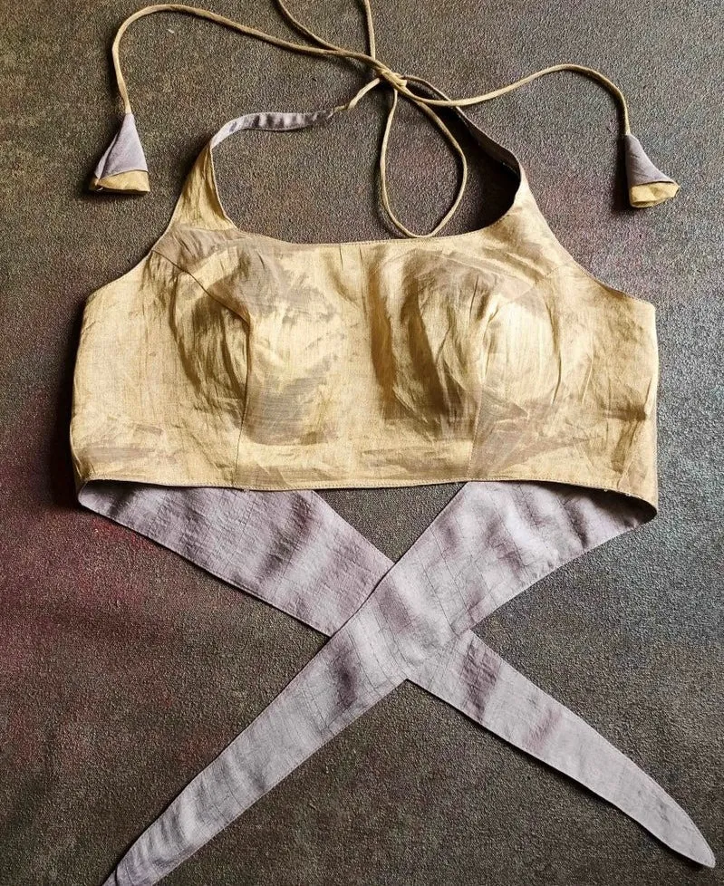Readymade Reversible Pink Gold Silk Blouse