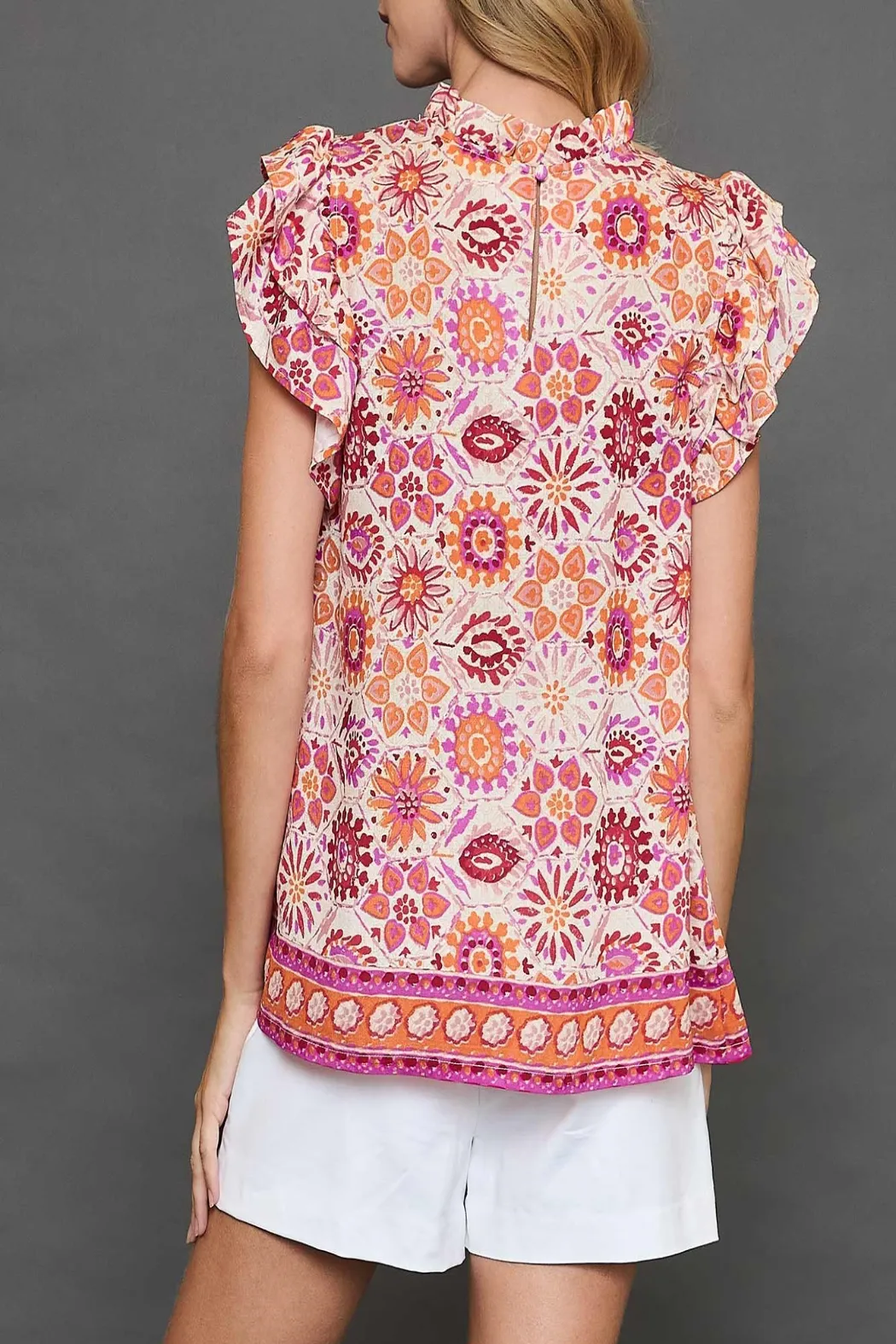 Real Groove Floral Border Print Top