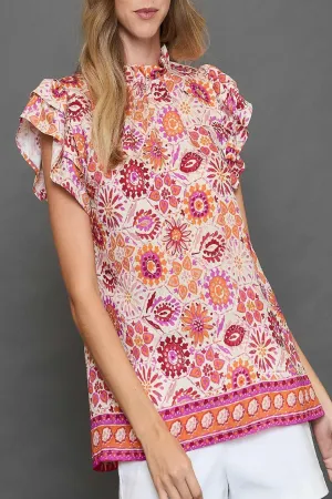 Real Groove Floral Border Print Top