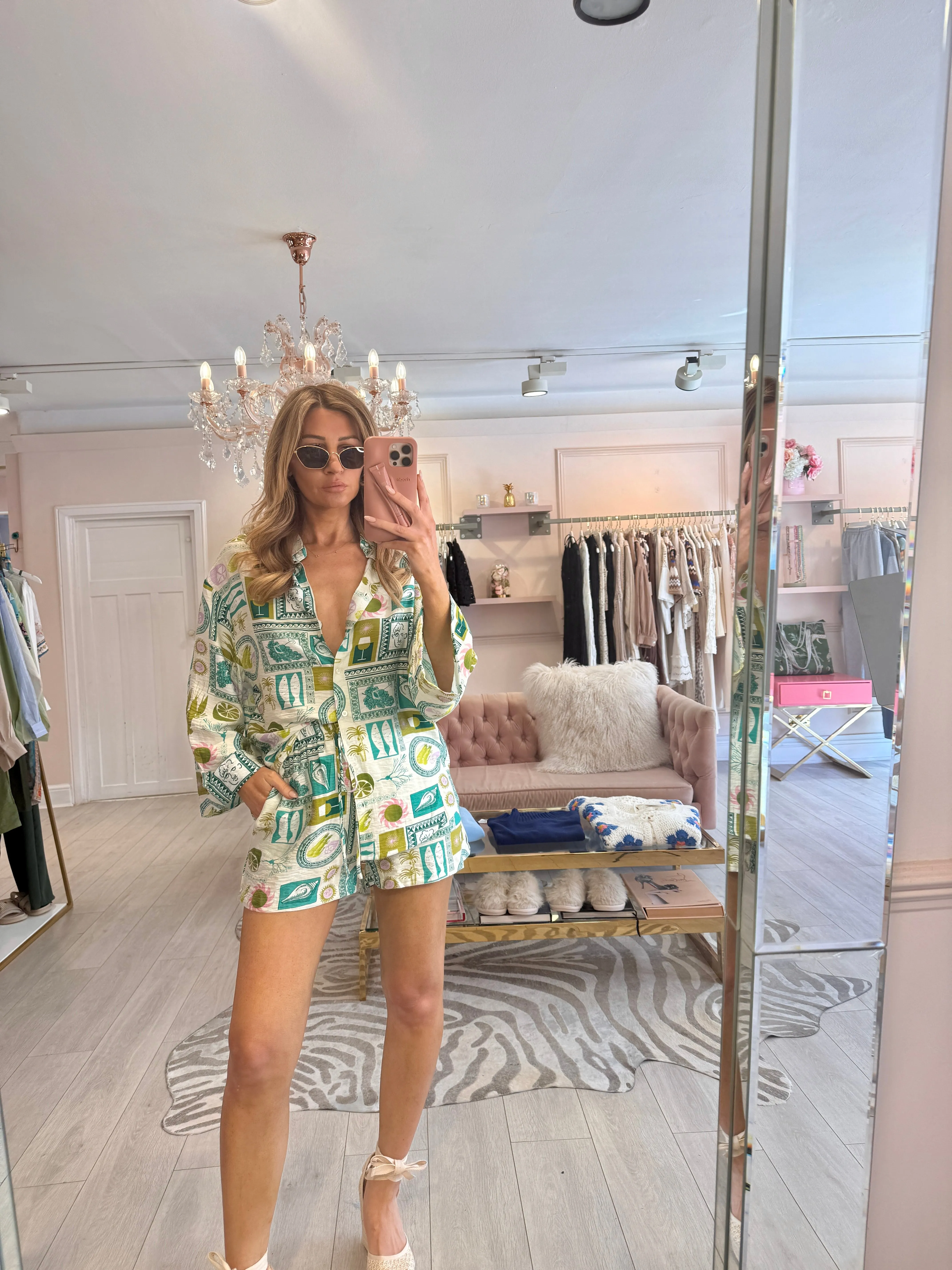 RHODES PRINTED SHORTS SET GREEN