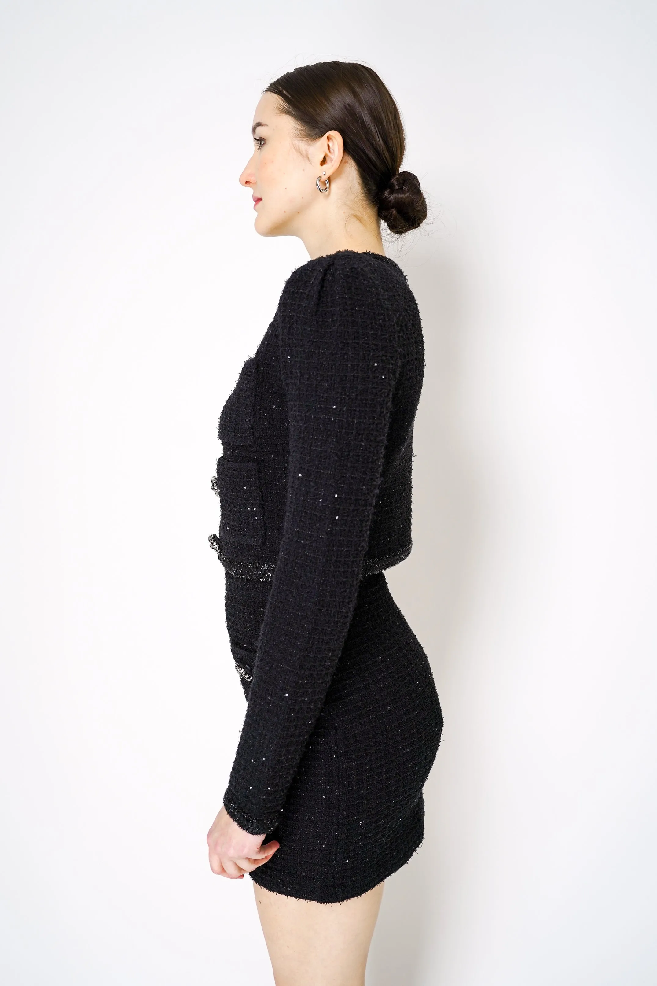 Self-Portrait Black Textured Knit Jacket