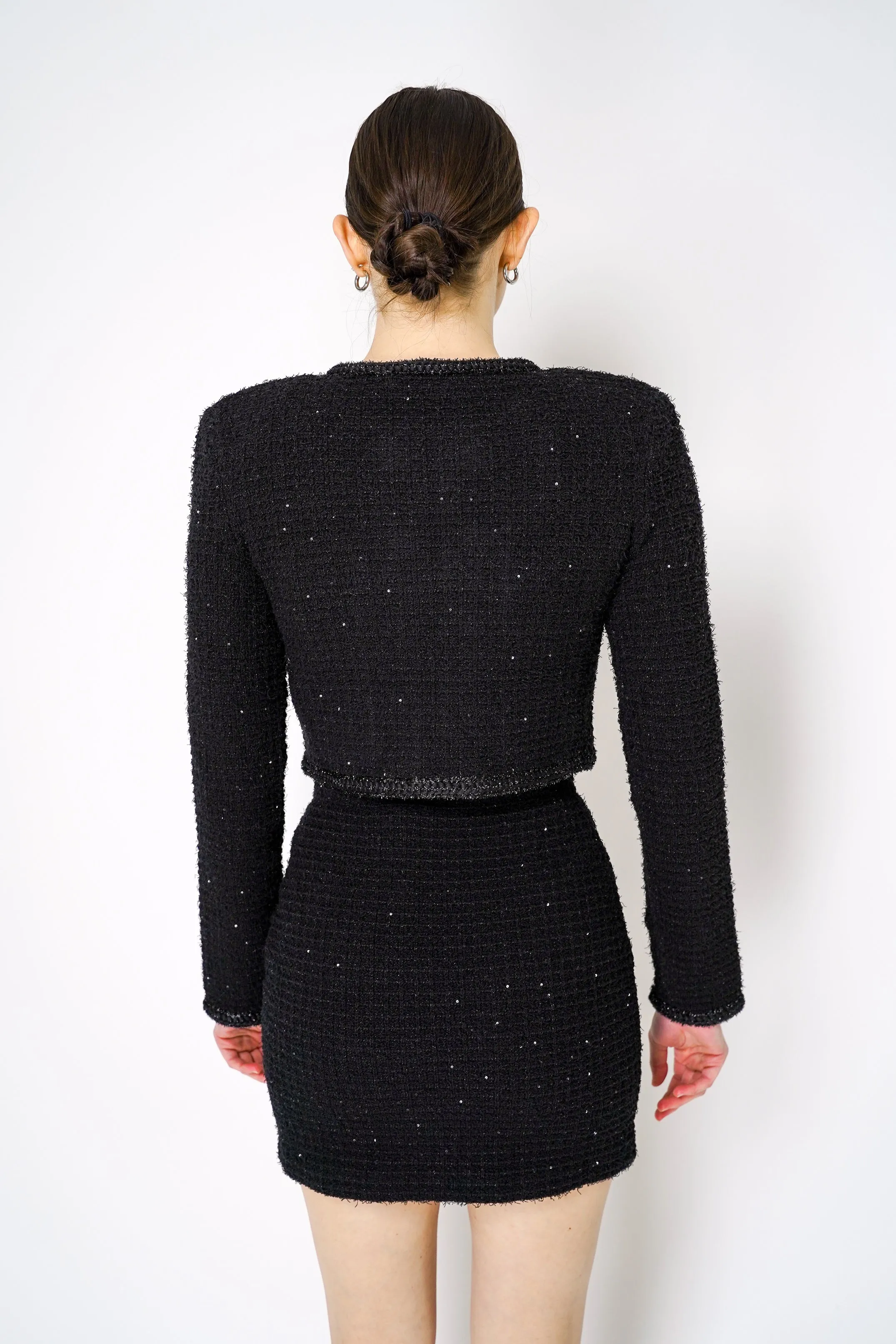 Self-Portrait Black Textured Knit Jacket
