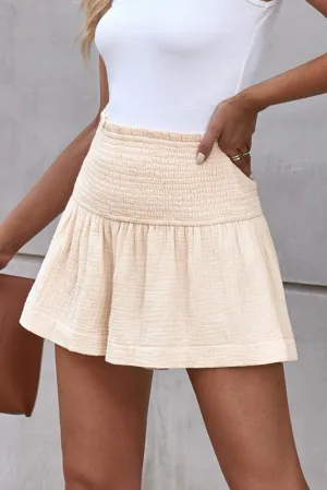 Sexy Smocked High Waist Wide Leg Shorts