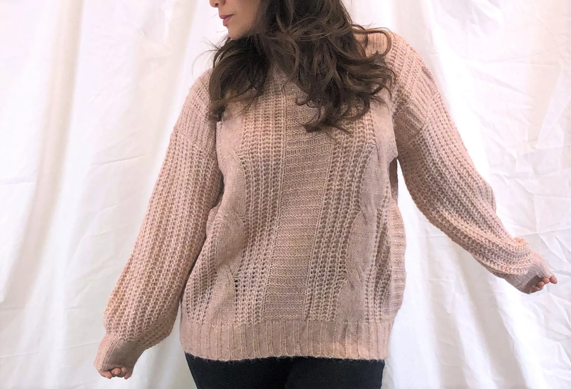 Soft Blush Cable Knit Sweater