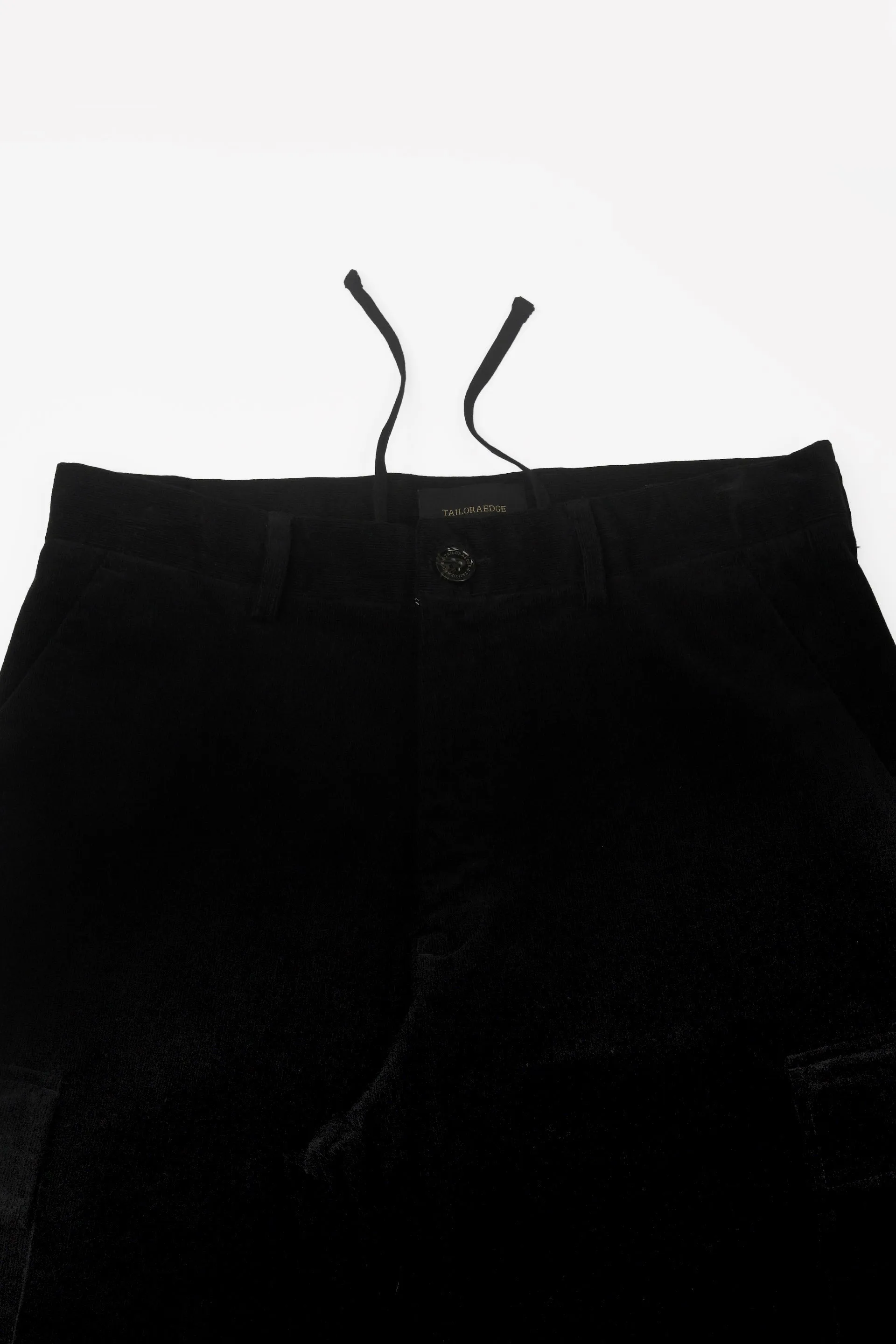 SOFT CORDUROY RELAXED CARGO PANTS IN BLACK