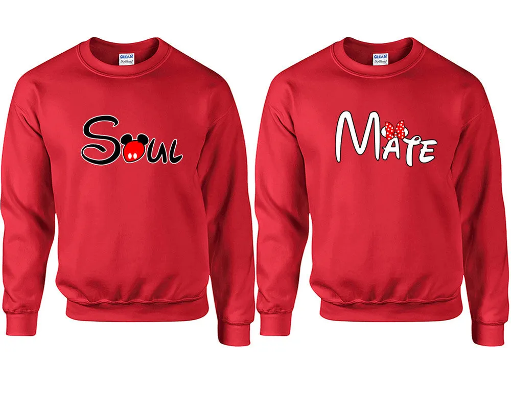 Soul & Mate Couple Matching Crewneck Sweaters – Unisex Pullover Sweaters Sold Separately for Him and Her