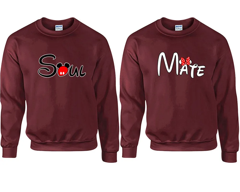 Soul & Mate Couple Matching Crewneck Sweaters – Unisex Pullover Sweaters Sold Separately for Him and Her
