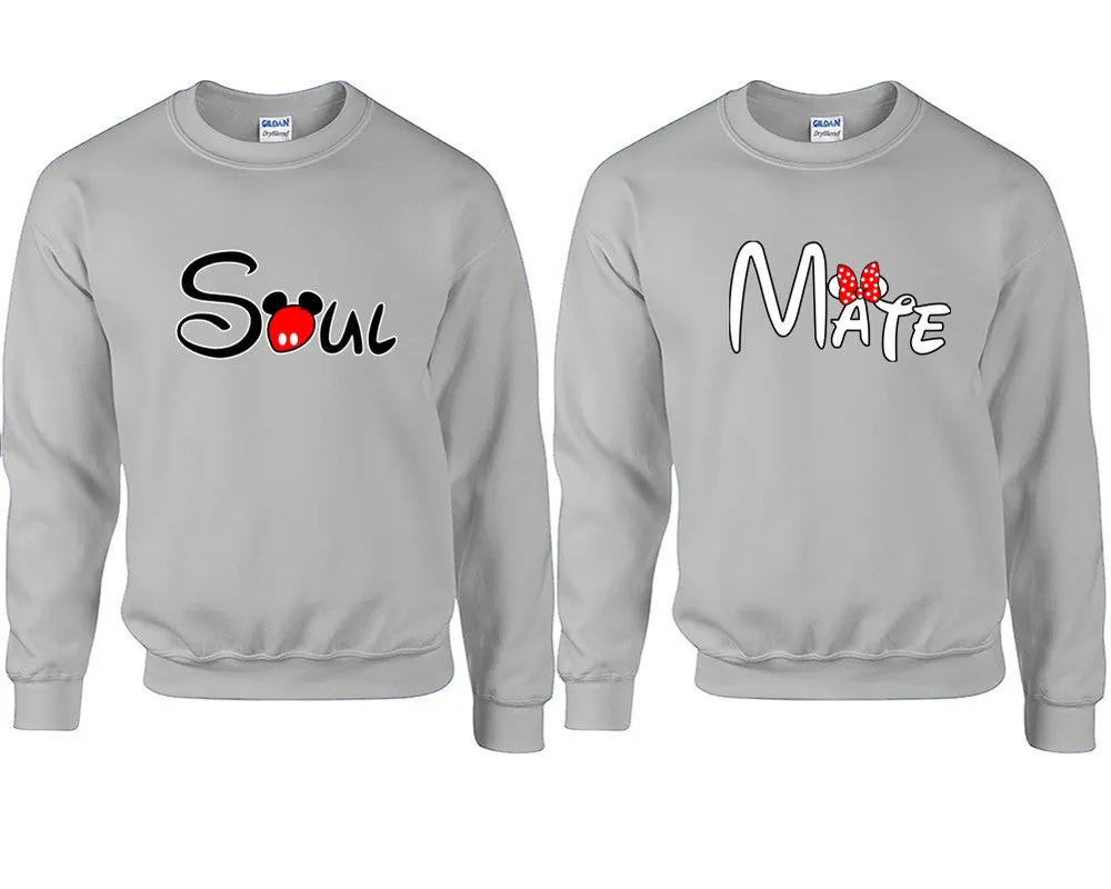 Soul & Mate Couple Matching Crewneck Sweaters – Unisex Pullover Sweaters Sold Separately for Him and Her