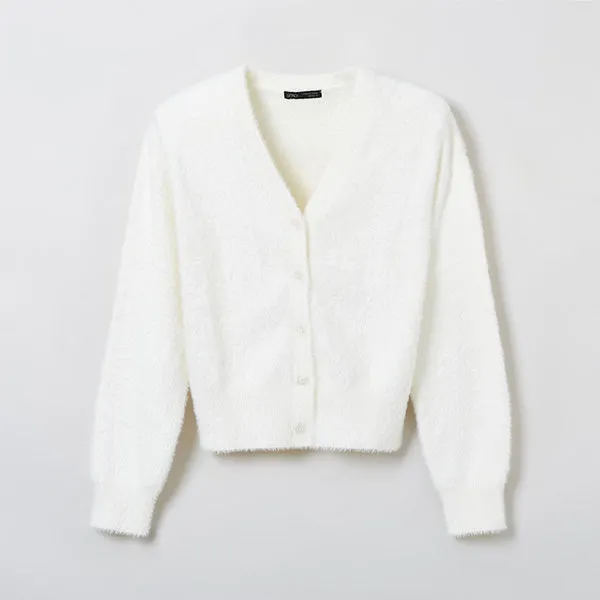 SPAO Women Long Sleeve V Neck Cardigan SPCKE4VW02 Ivory