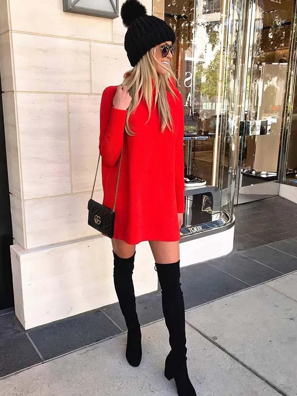 Stunncal O Neck Autumn Dress