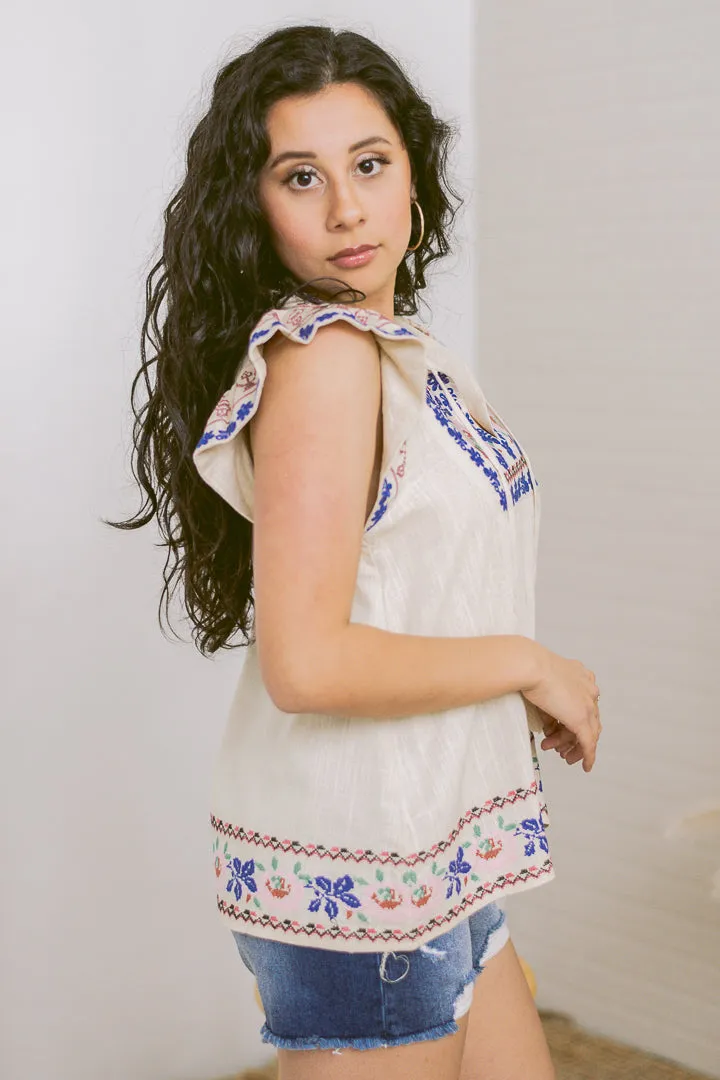 Sundancer Boho Embroidered Top
