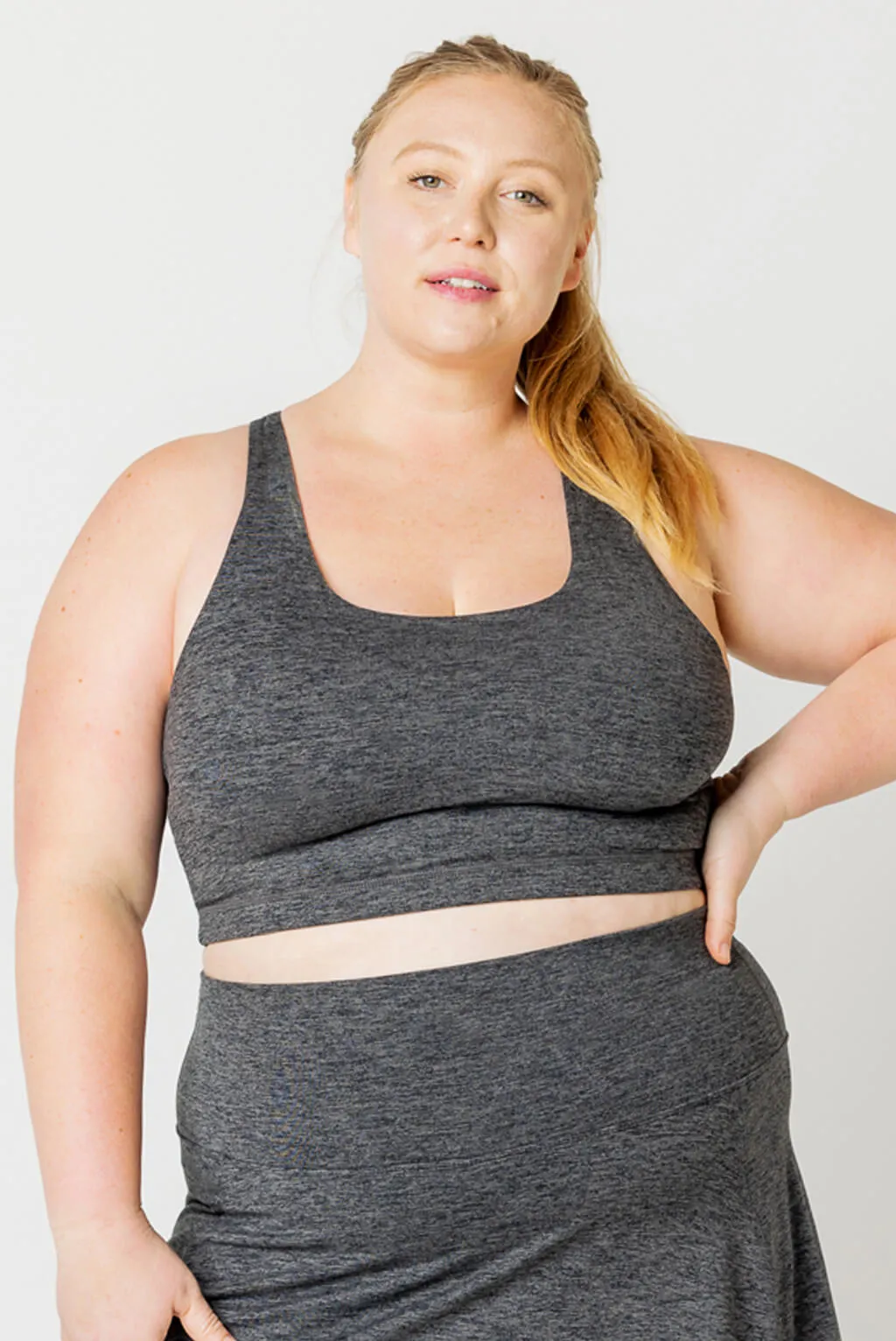 SuperSoft Strappy Bra - Heather Gray