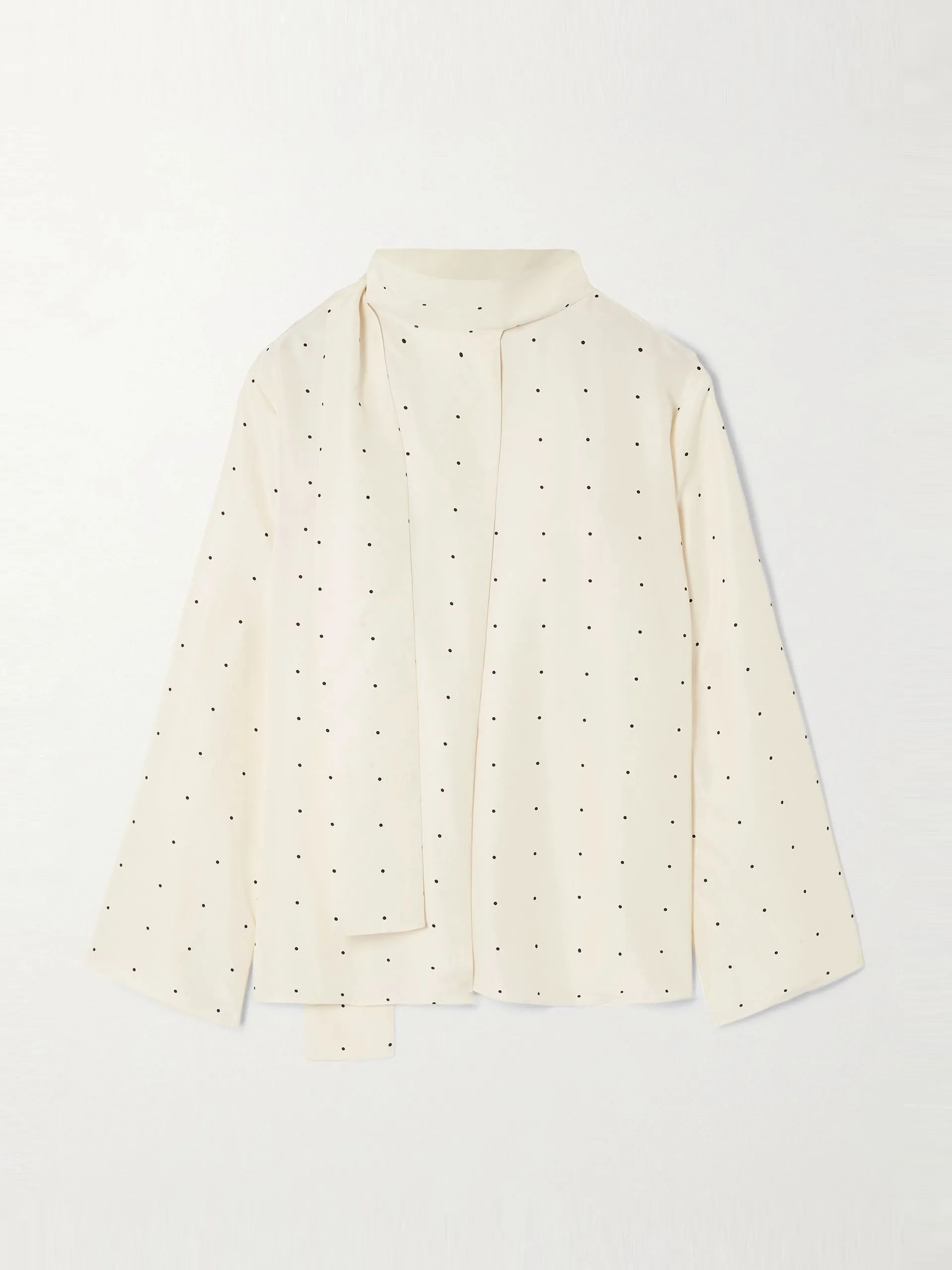 Tie-detailed polka-dot silk blouse