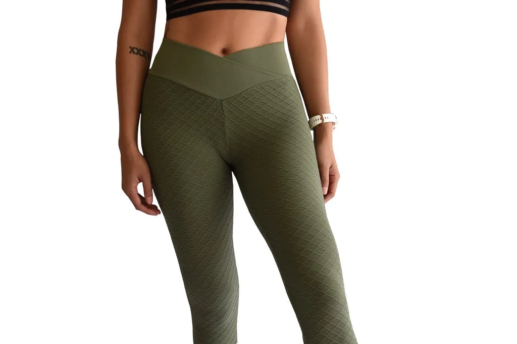 Track Seamless Scrunch Leggings - Khaki Green