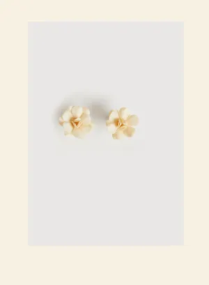 Vintage Palava - Cream Floral Earrings (large)