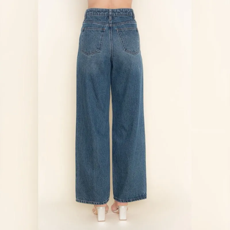 WASHED UP GROMMET DETAIL DENIM JEANS