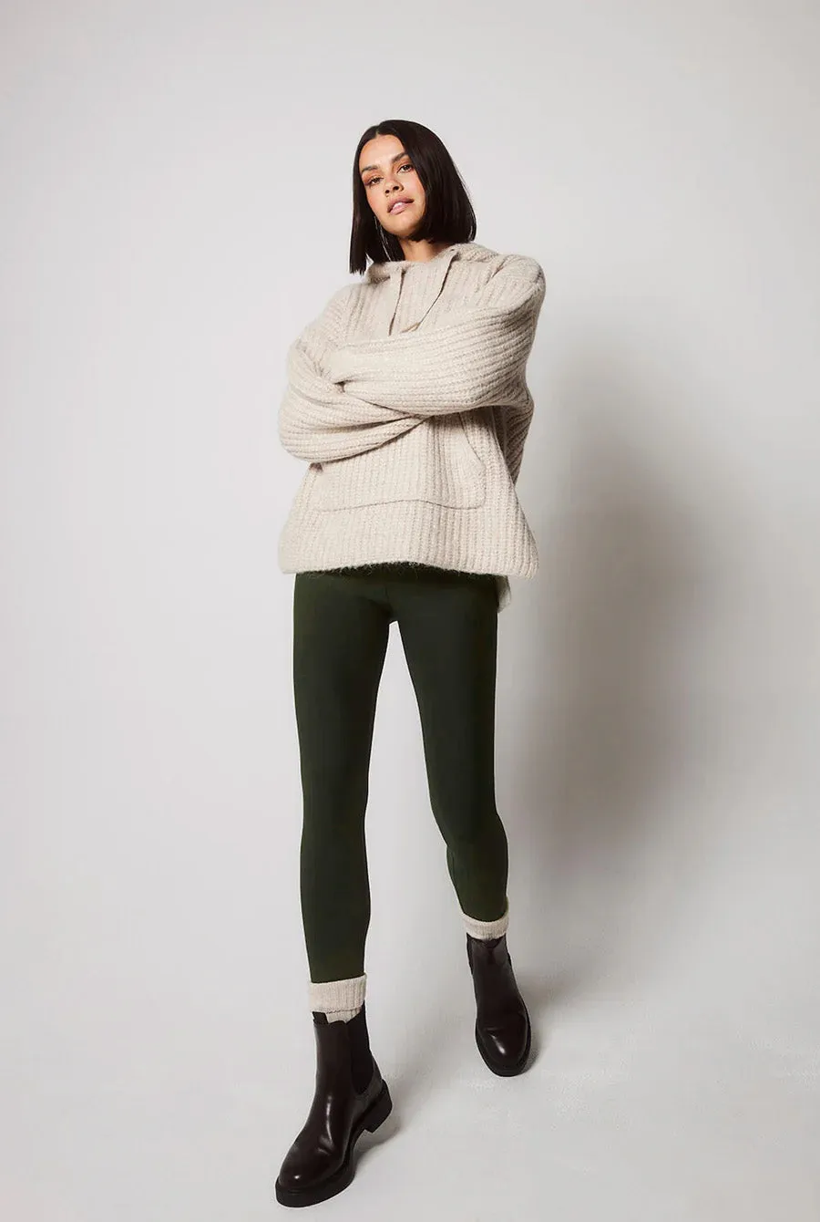 Winter Everyday High Waisted Leggings - Deep Olive
