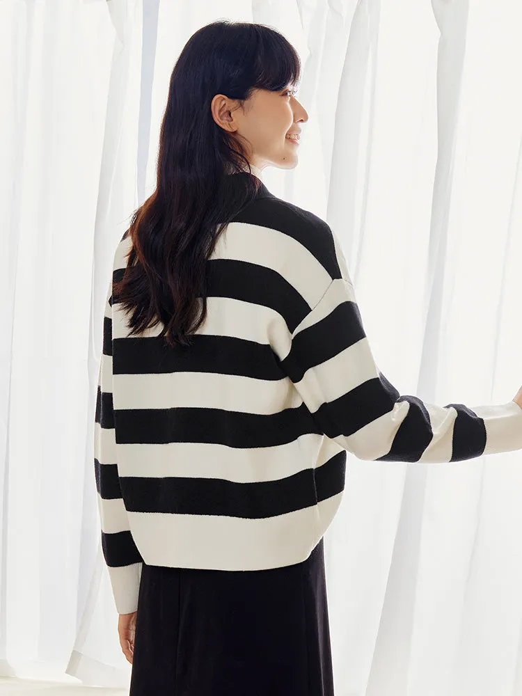 Women's lapel sweater