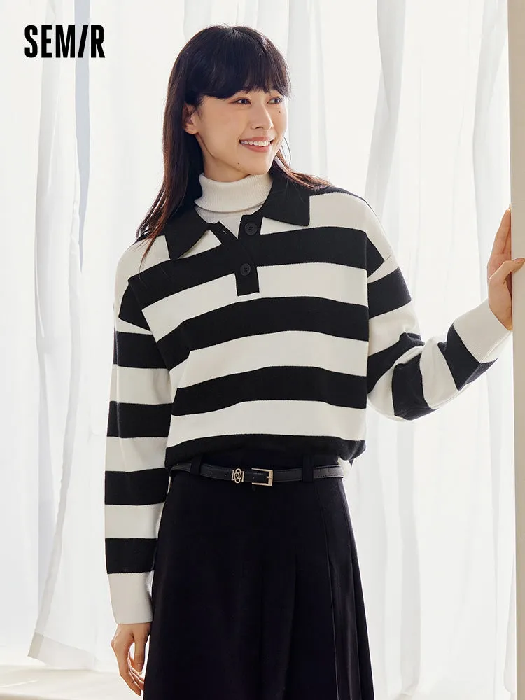 Women's lapel sweater
