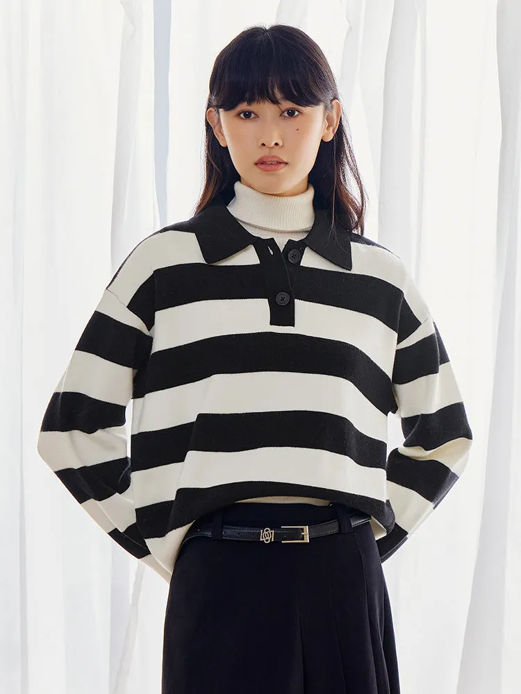 Women's lapel sweater