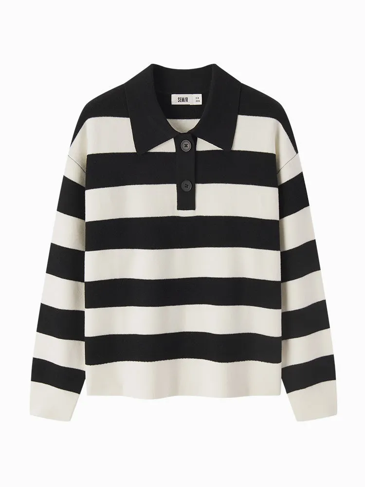 Women's lapel sweater