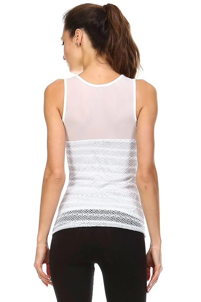 Women's White Lace Overlay tank