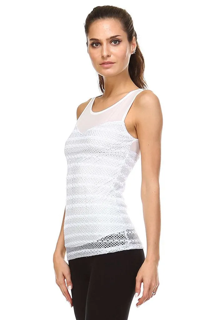 Women's White Lace Overlay tank