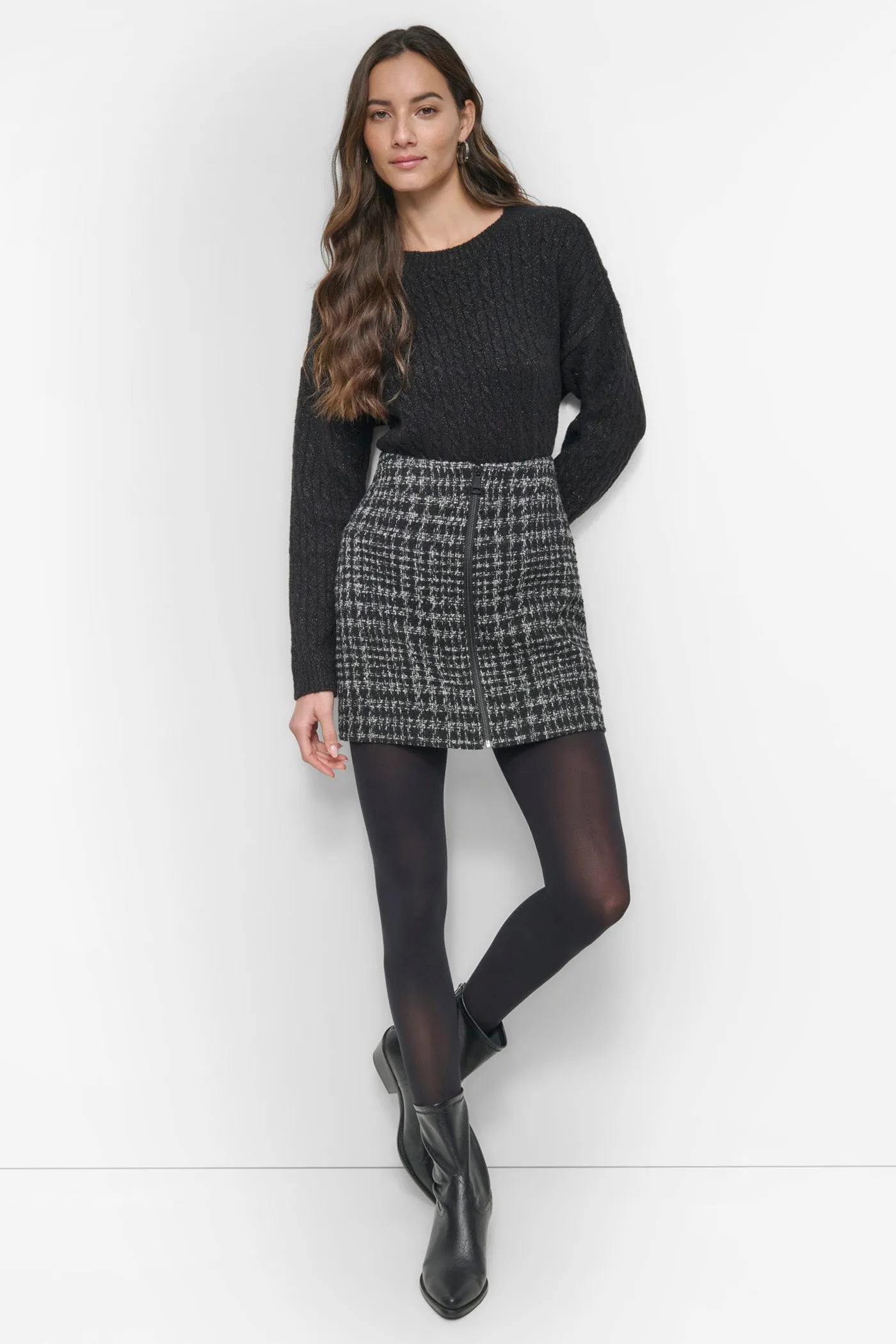 ZIP FRONT MINI SKIRT